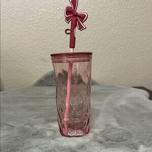 Starbucks Pink Bow-Top Tumbler with Glitter